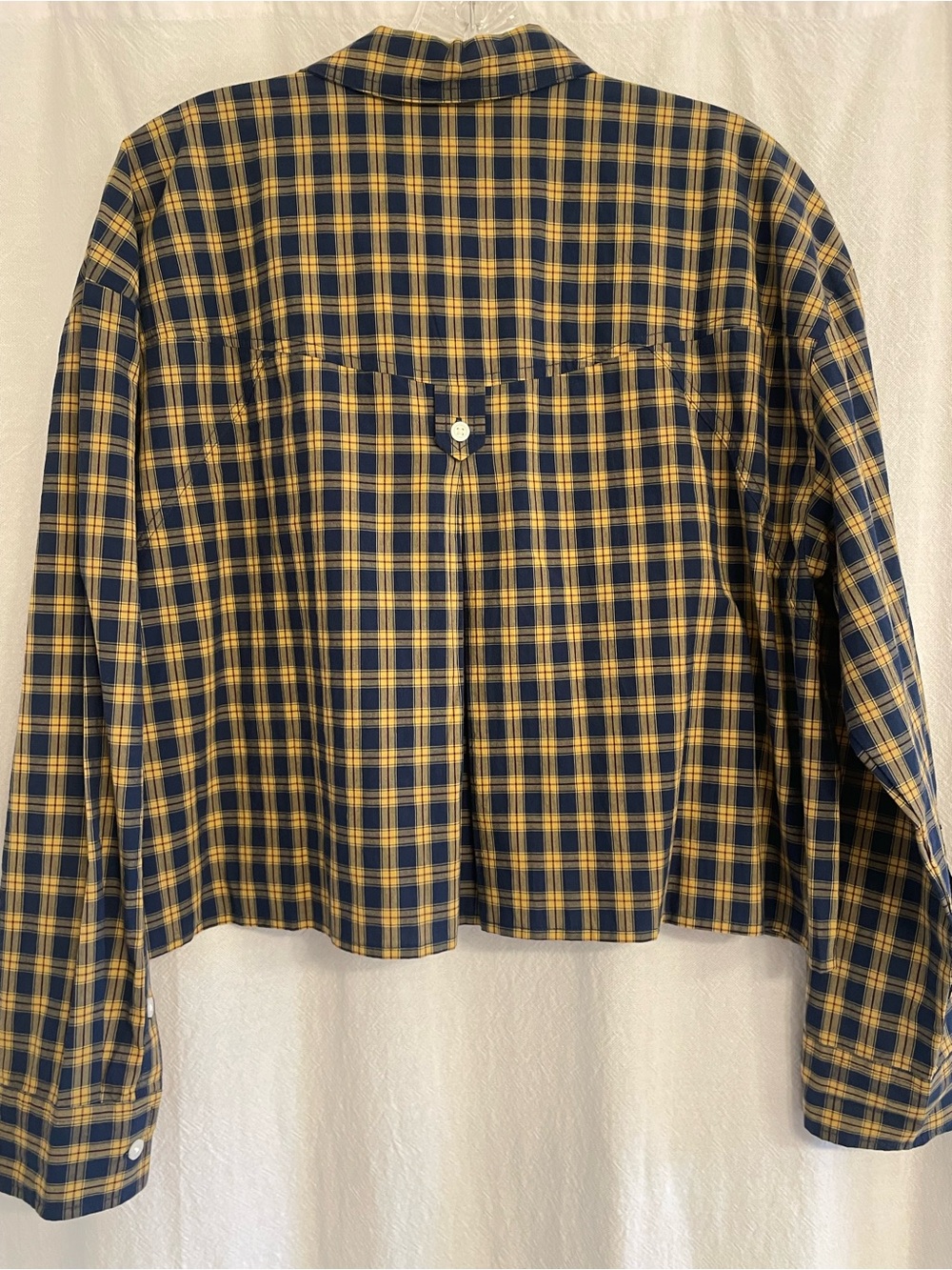 Madewell Navy and Yellow Plaid Button-Down Shirt, size medium - Picture 6 of 10